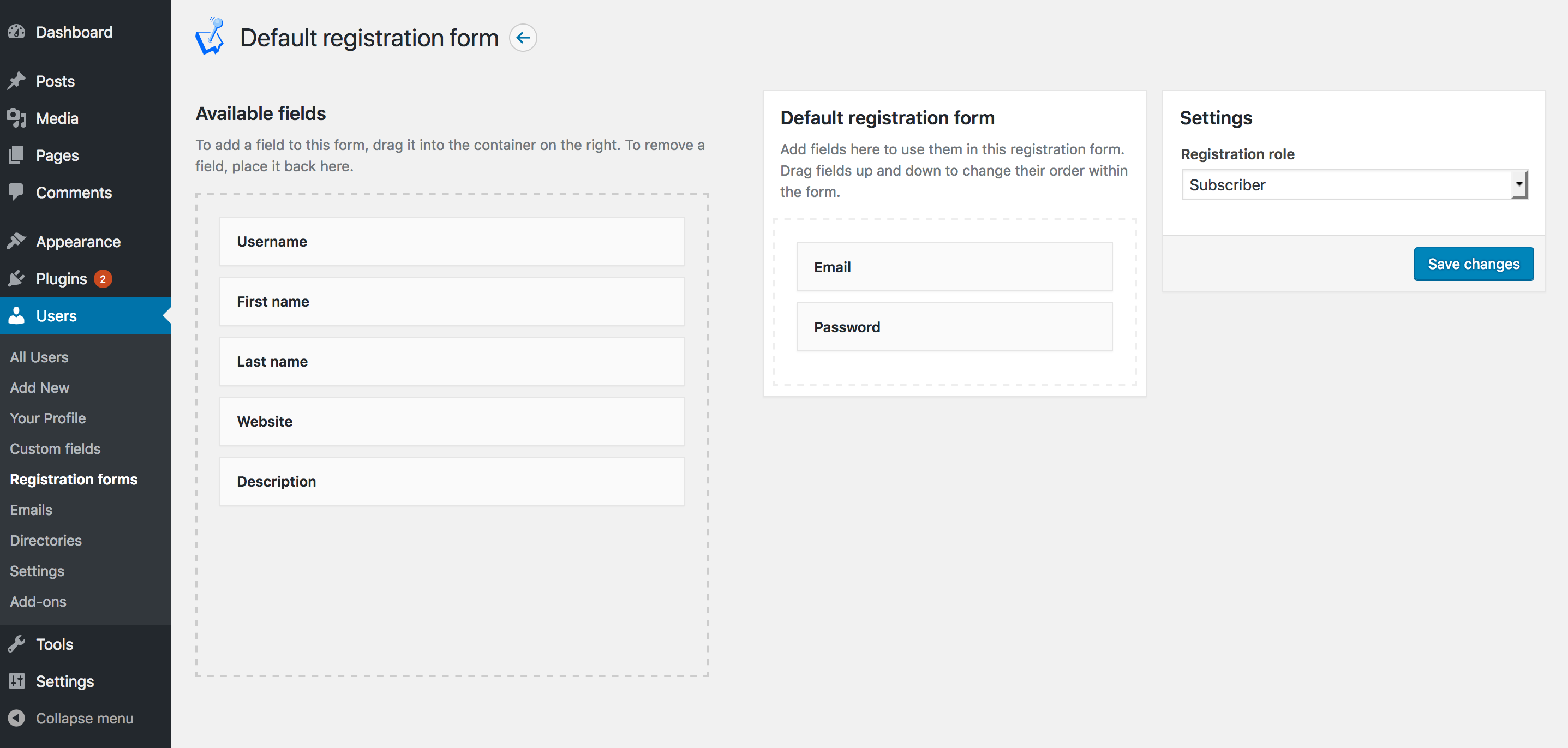 WP User Manager user directory settings