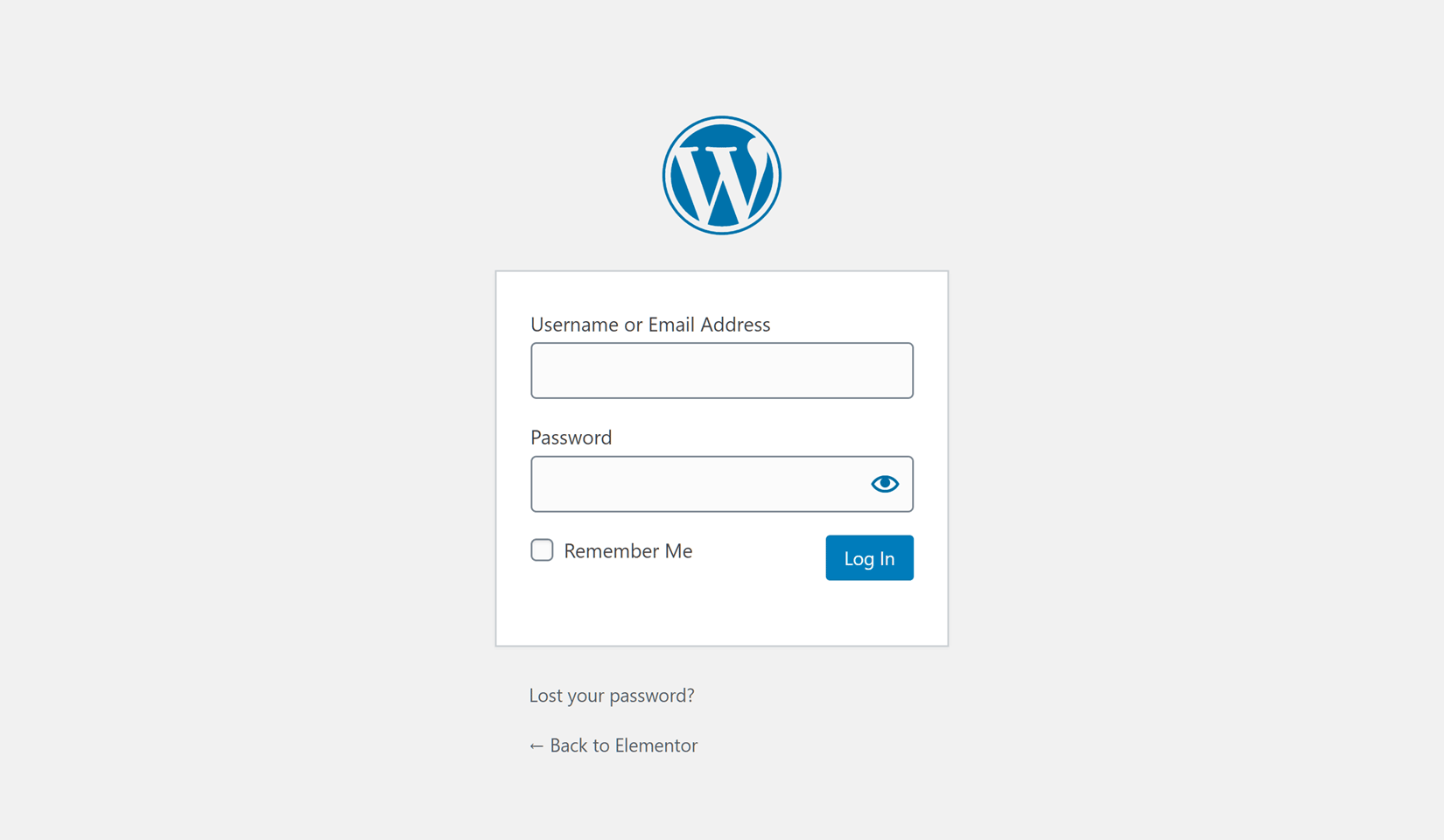 Default WordPress Login Page