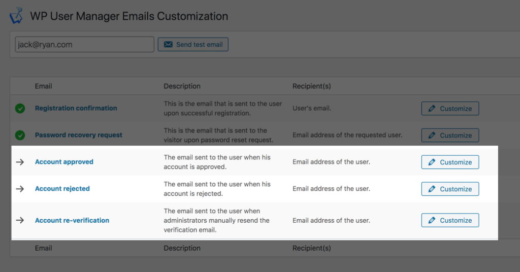 WP Configuring User Verification Emails