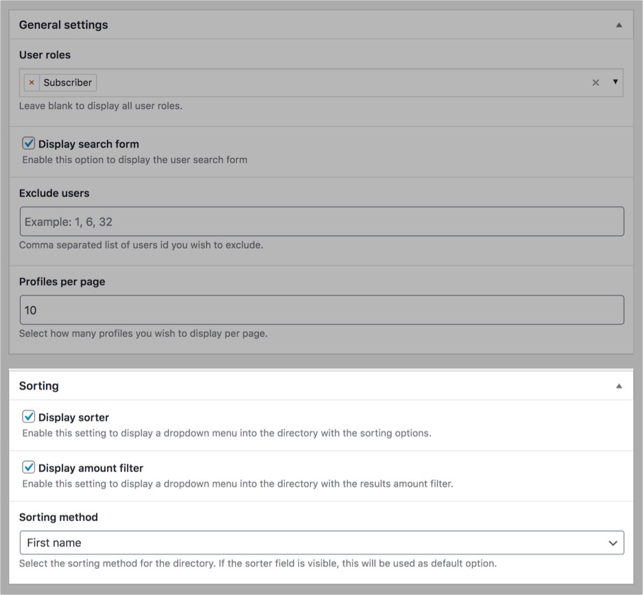 WP User Manager user directory settings