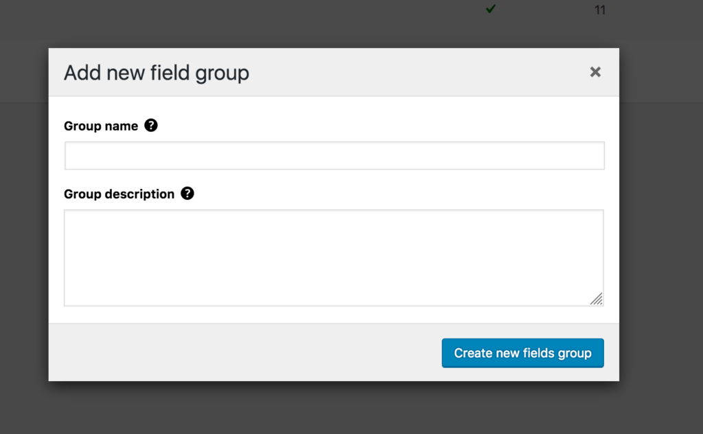 Add new WordPress custom field group 