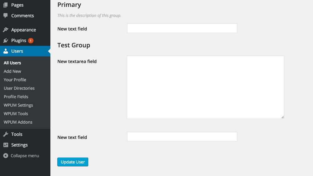 Admin editing of user custom fields