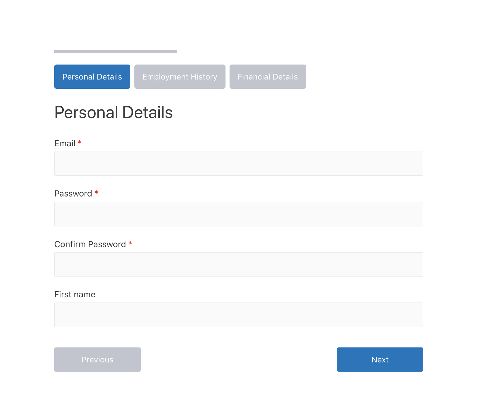 Multi-Step Registration Forms screenshot