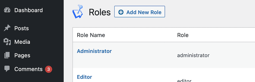 The Add New Role button within WP User Manager.