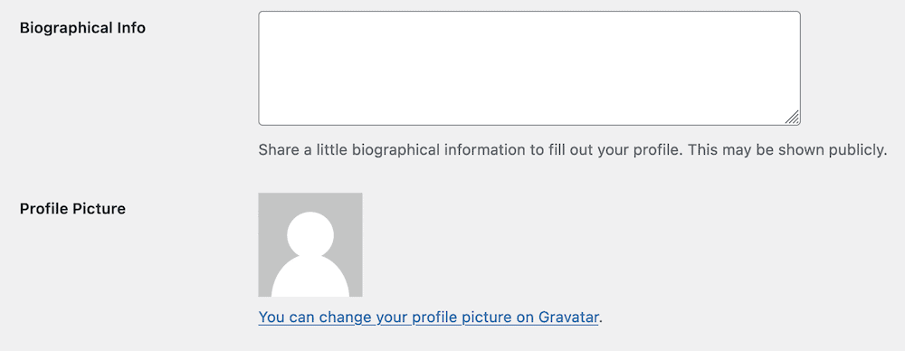 Adding a Gravatar to a WordPress profile.