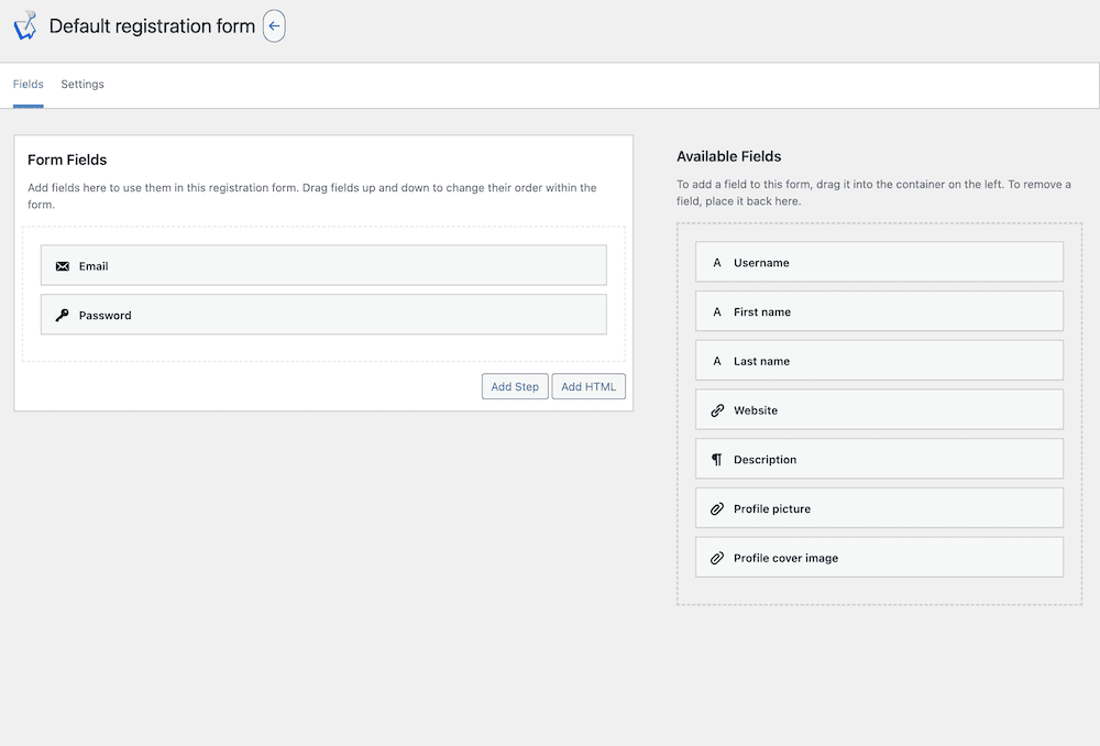 Building a registration form within WP User Manager.