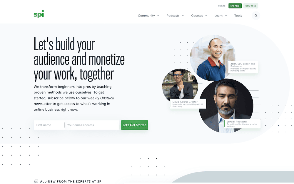 The Smart Passive Income home page.
