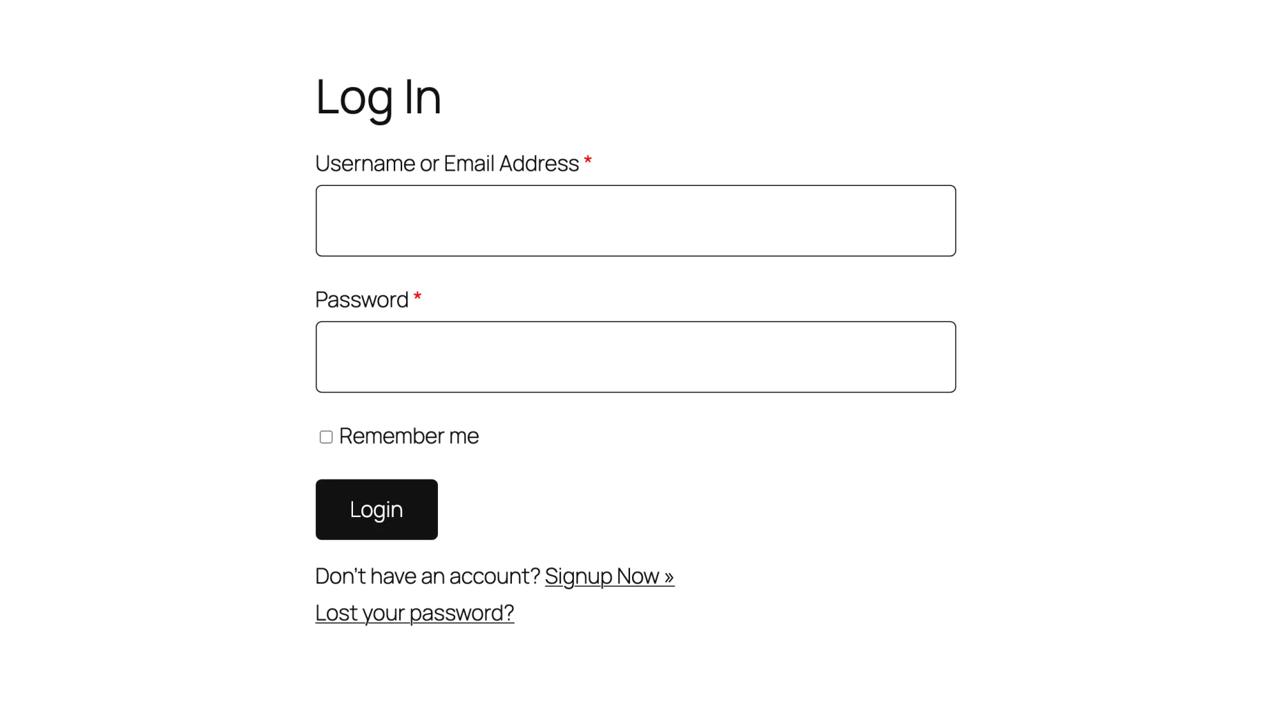 The login page WP User Manager creates on activation