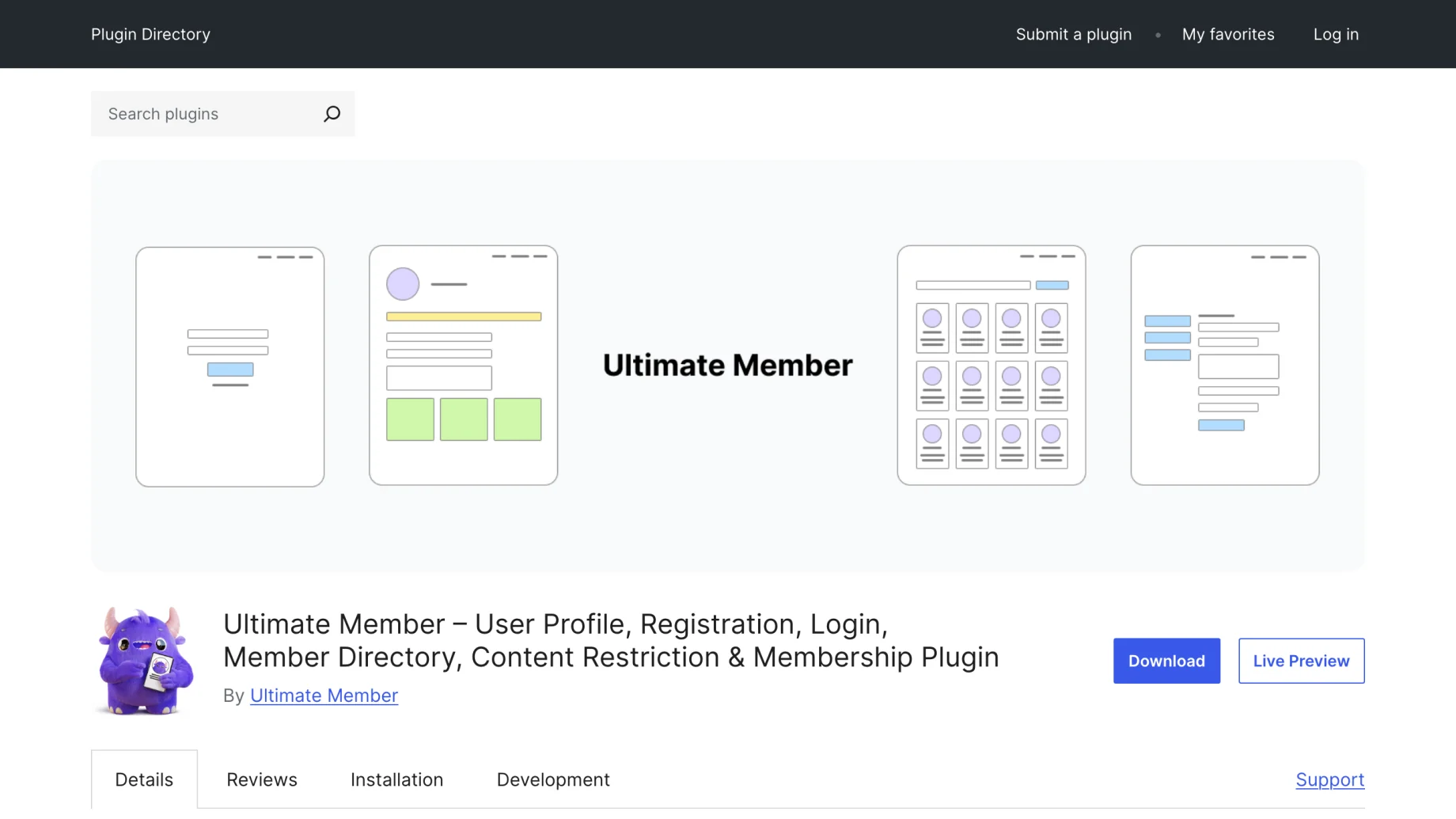 Ultimate Member on the WordPress plugin directory