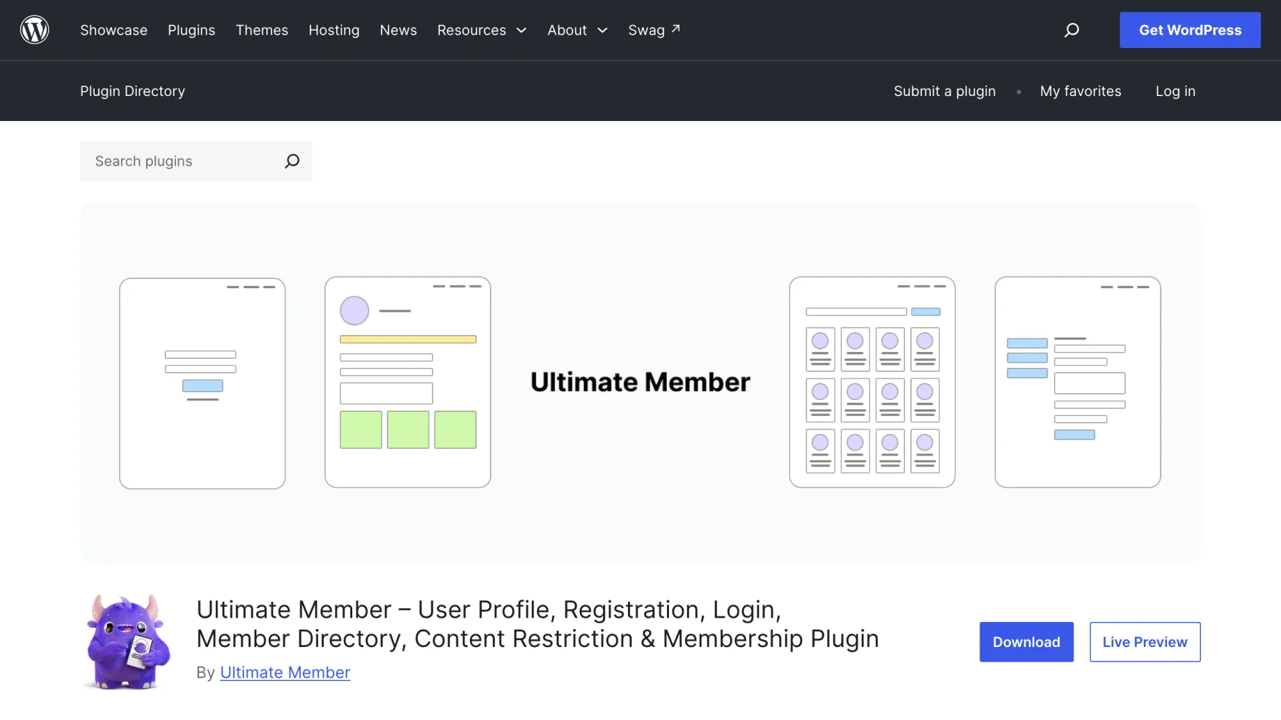 Ultimate Member on the WordPress plugin directory