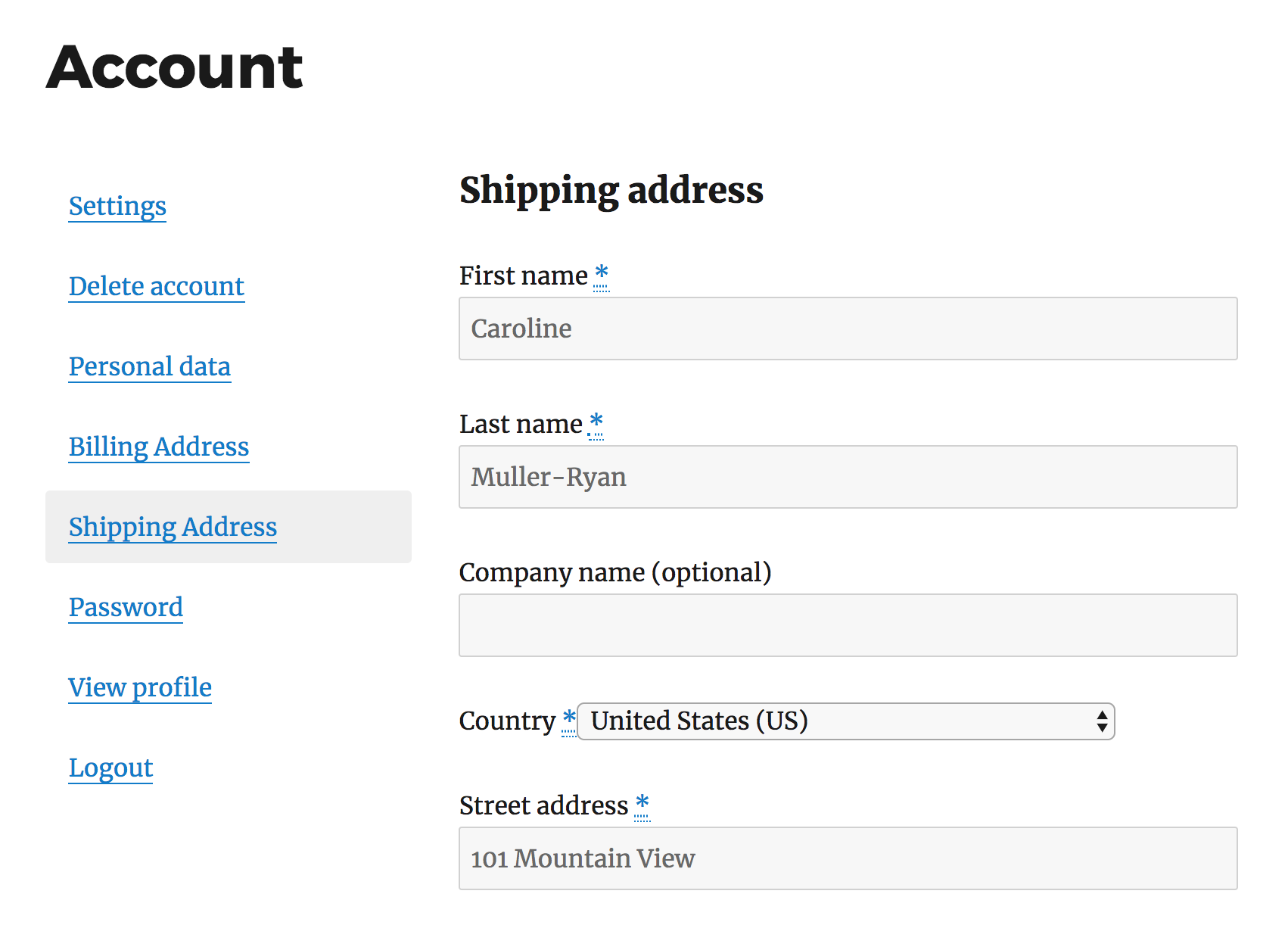 Billing and Shipping Addresses Management screenshot